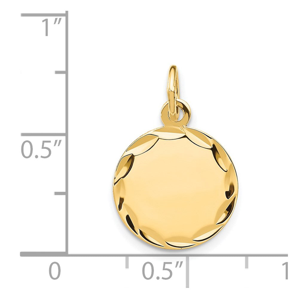 14k Etched .027 Gauge Engravable Round Disc Charm