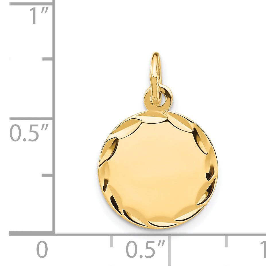 14k Etched .011 Gauge Engravable Round Disc Charm