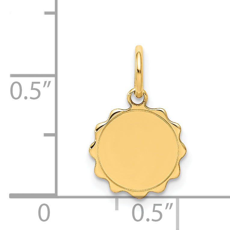 14k .013 Gauge Engravable Scalloped Disc Charm