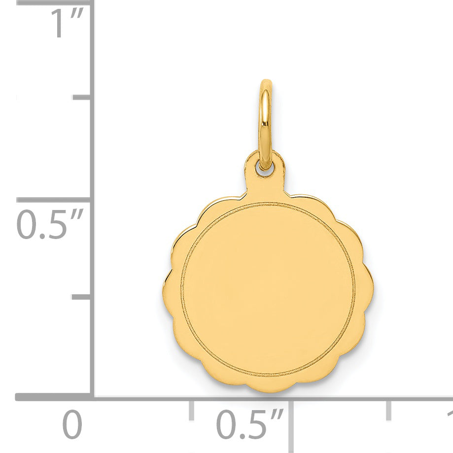 14k .013 Gauge Engravable Scalloped Disc Charm