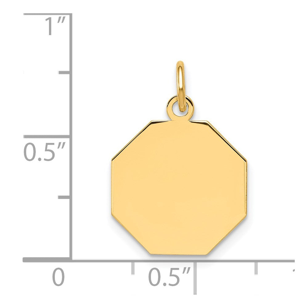 14k Plain .009 Gauge Engravable Octagonal Disc Charm