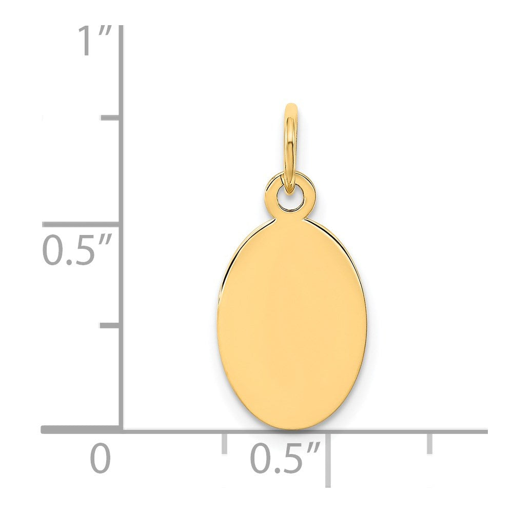 14k Plain .009 Gauge Engravable Oval Disc Charm