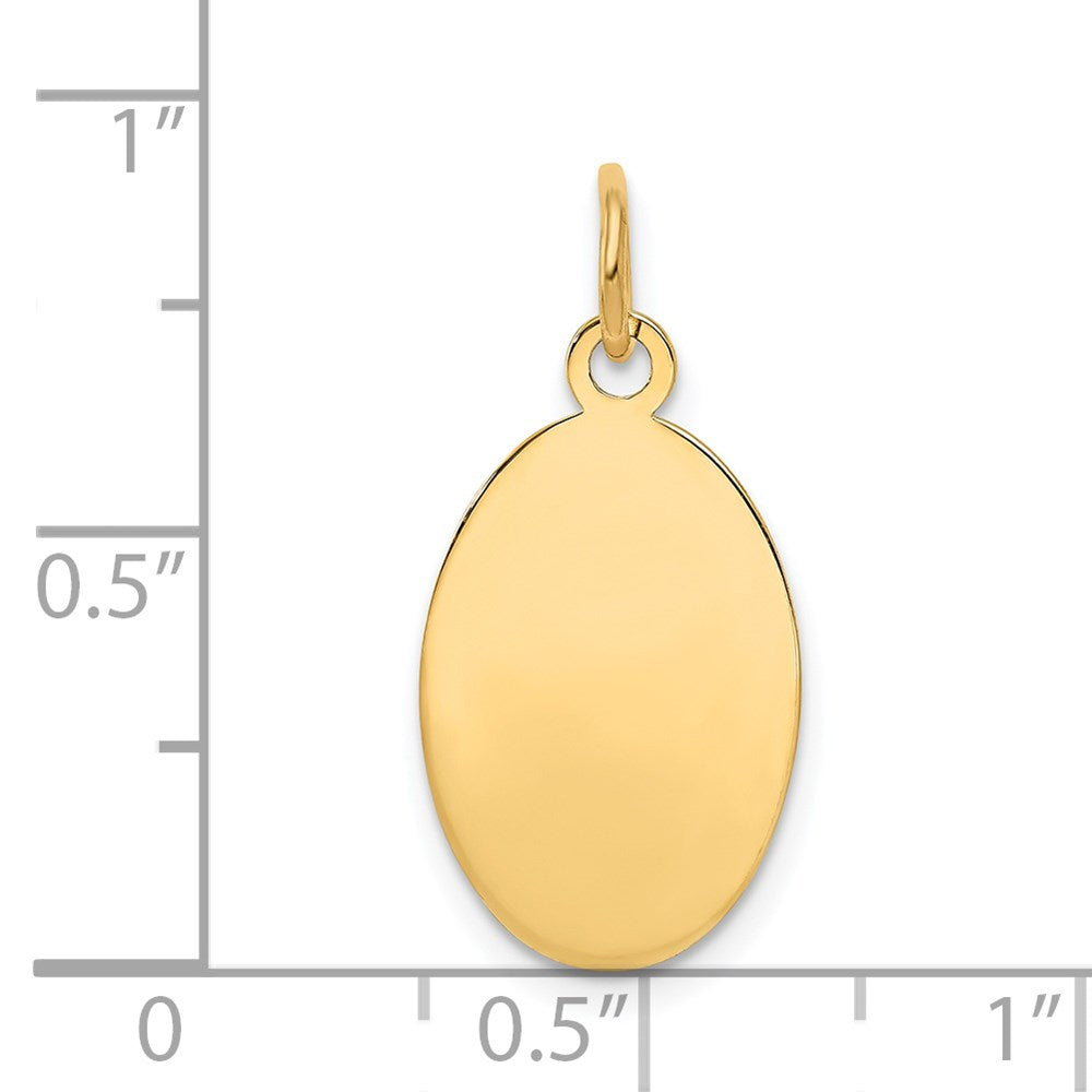 14k Plain .027 Gauge Engravable Oval Disc Charm