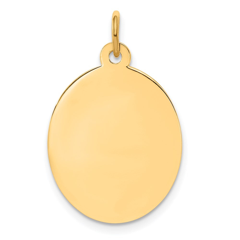 14k Plain .027 Gauge Engravable Oval Disc Charm