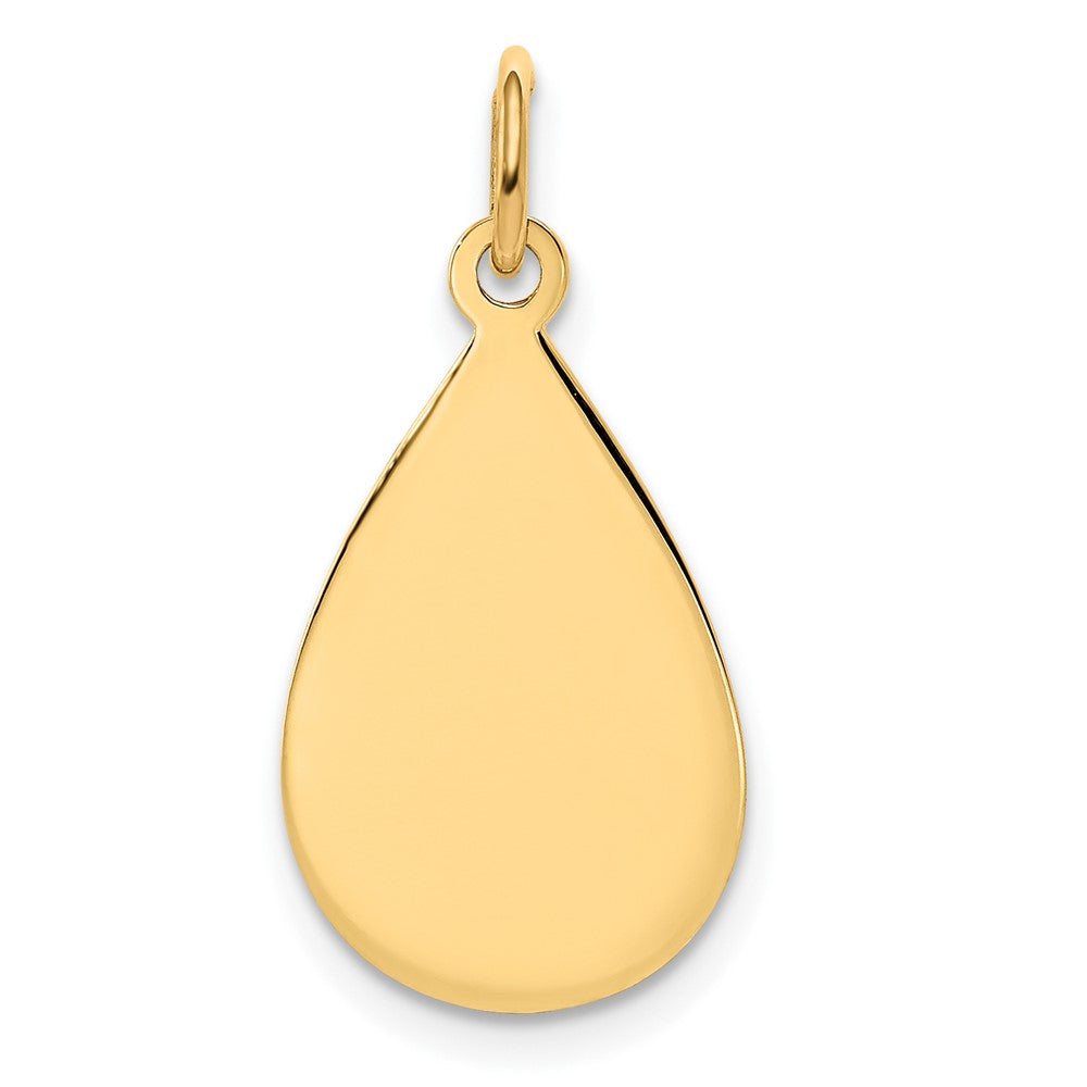 14k Plain .018 Gauge Engravable Raindrop Disc Charm