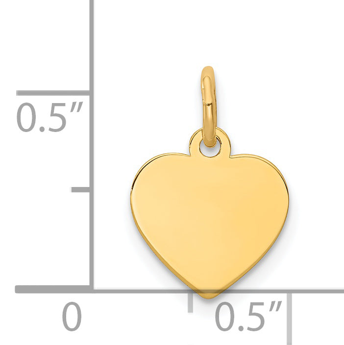 14k Plain .018 Gauge Engravable Heart Disc Charm