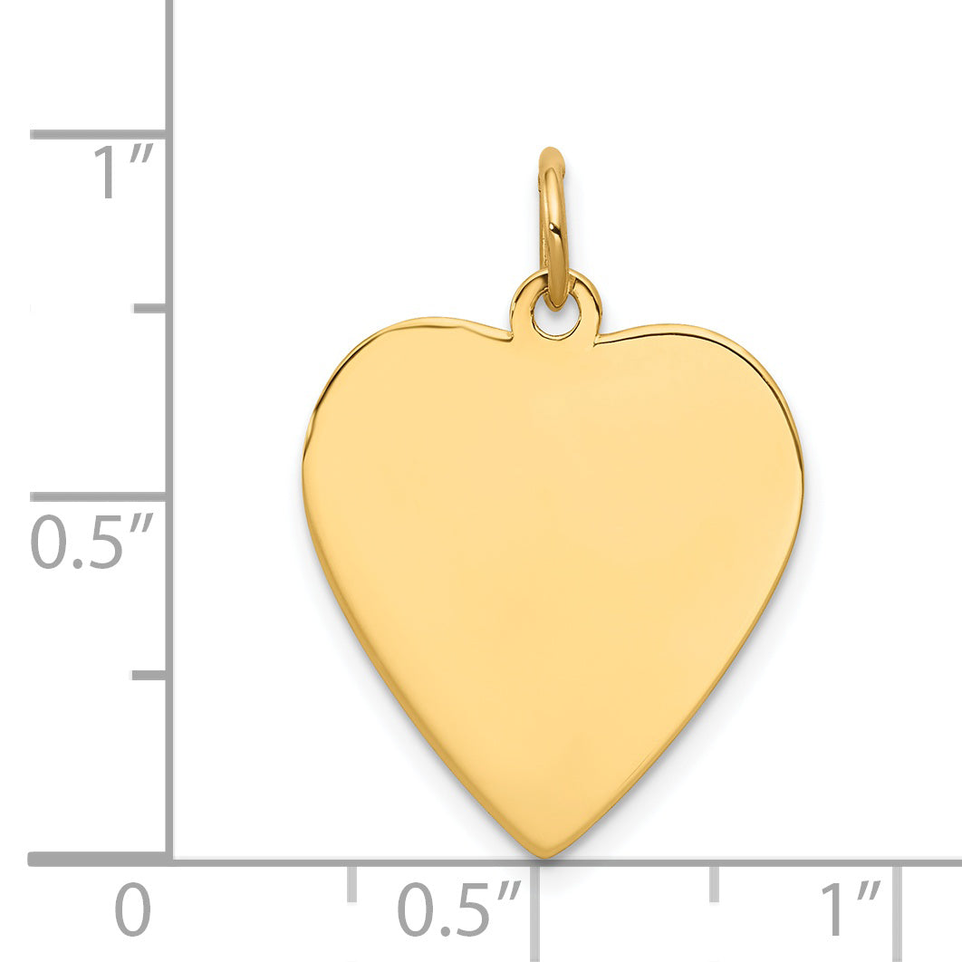 14k Plain .009 Gauge Engravable Heart Disc Charm