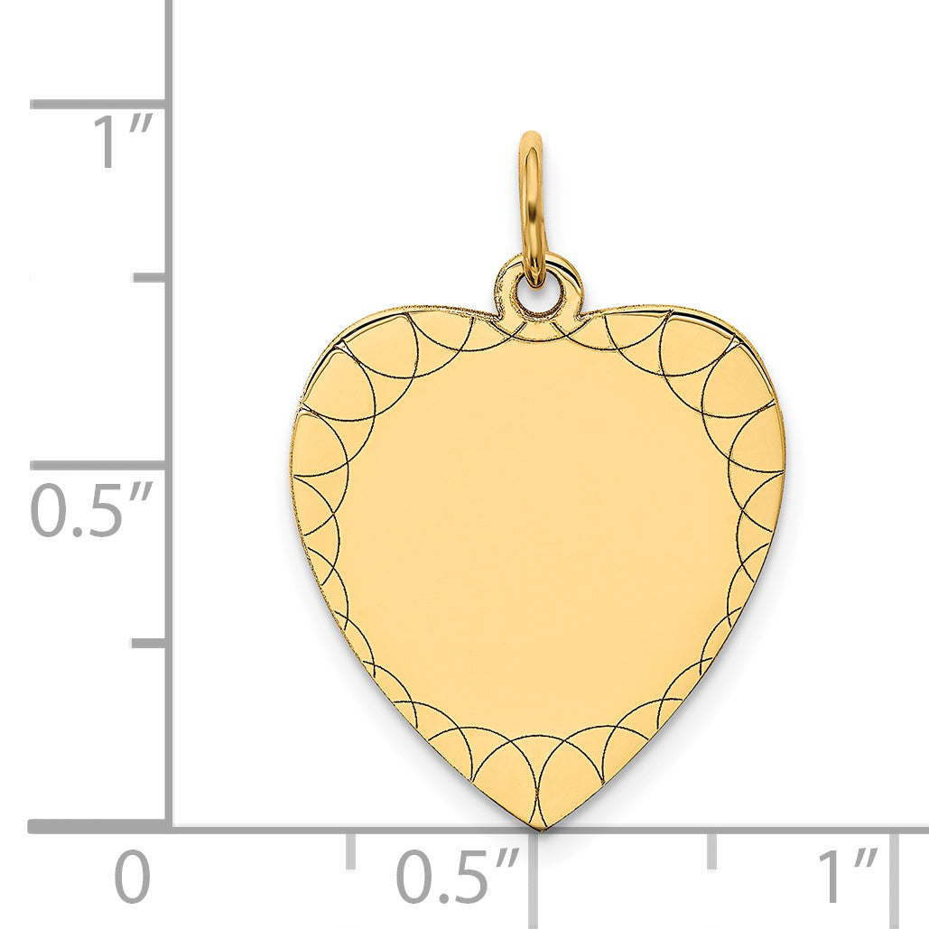 14k Etched .018 Gauge Engravable Heart Disc Charm