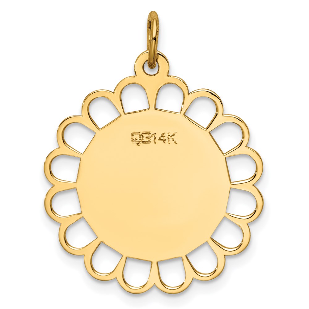 14k Plain .013 Gauge Engravable Flower Disc Charm
