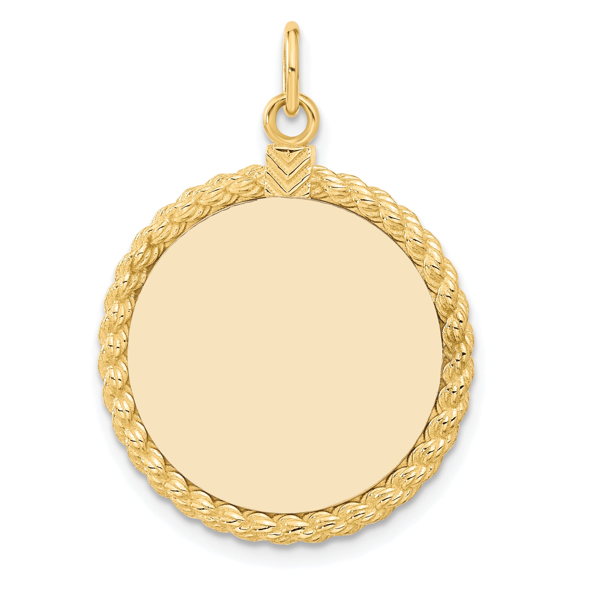 14K Plain .013 Gauge Circular Engravable Disc With Rope Charm Xm281/13