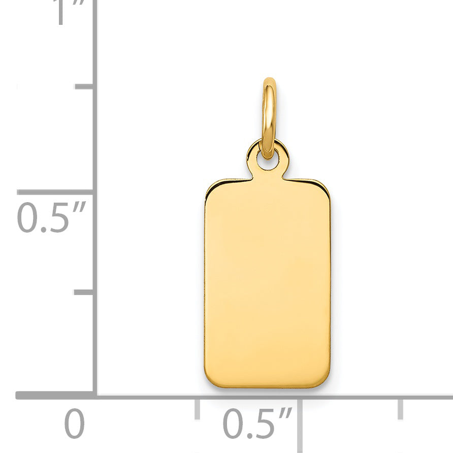14k Plain .011 Gauge Engravable Rectangular Disc Charm