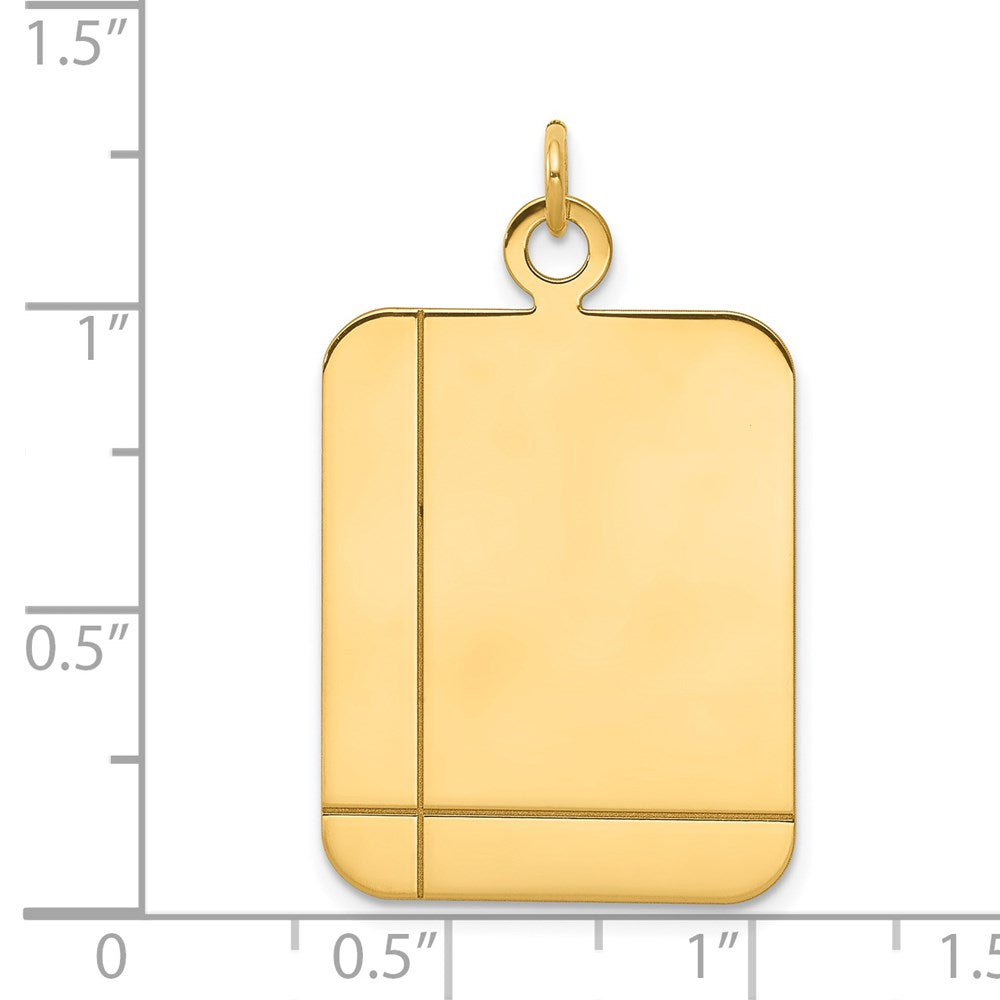 14k Plain Rectangular .035 Gauge Engravable Disc Charm