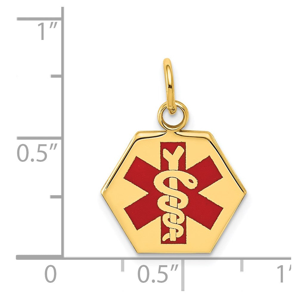 14k Red Enamel Medical Jewelry Pendant