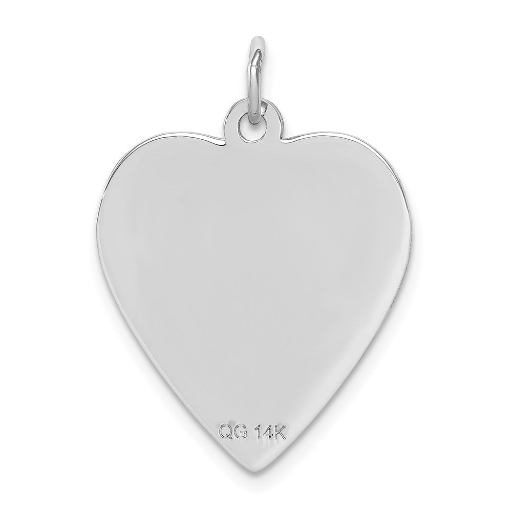 14k White Gold Heart-Shaped Enameled Medical Jewelry Pendant