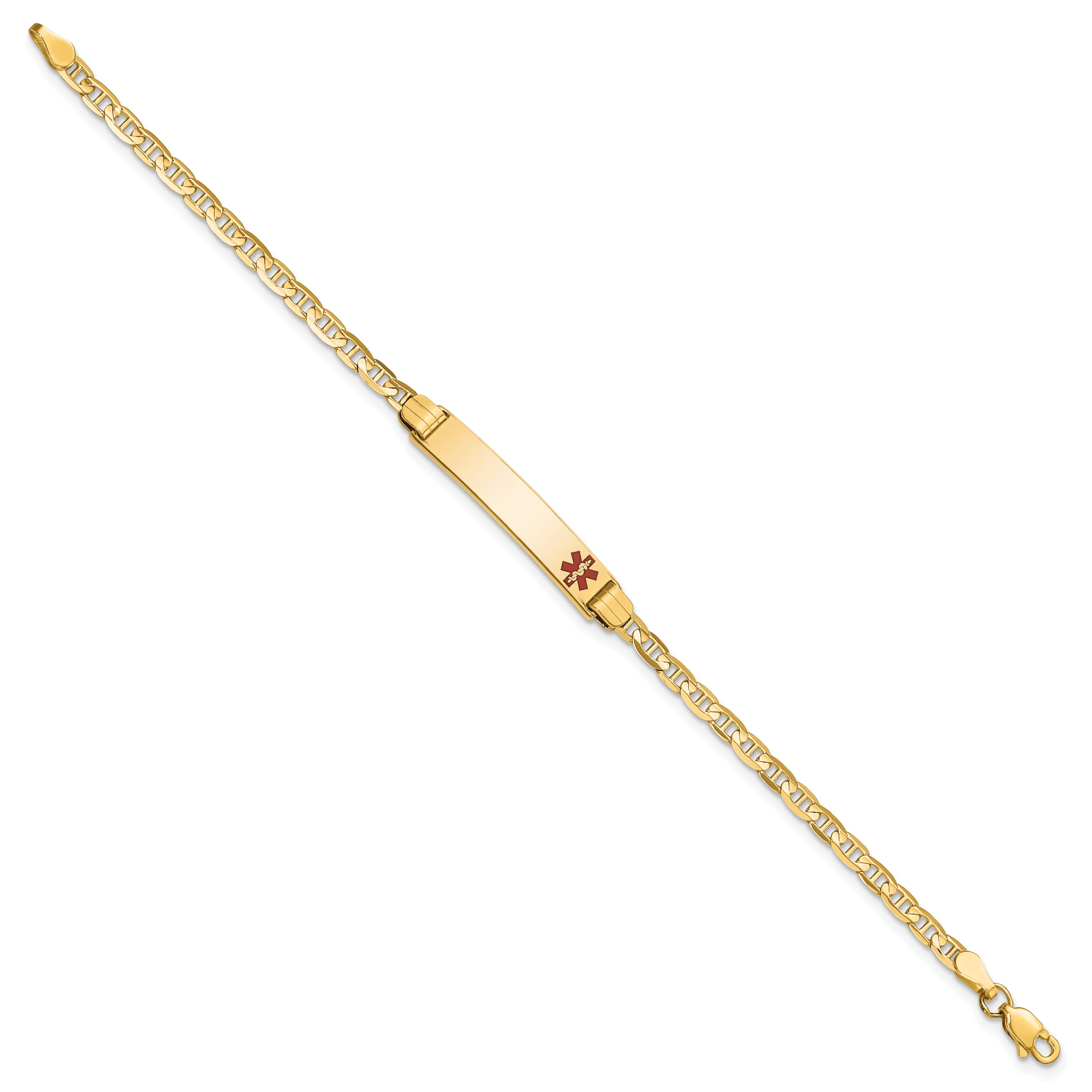 14K Medical 6 Anchor Link Child Id Bracelet