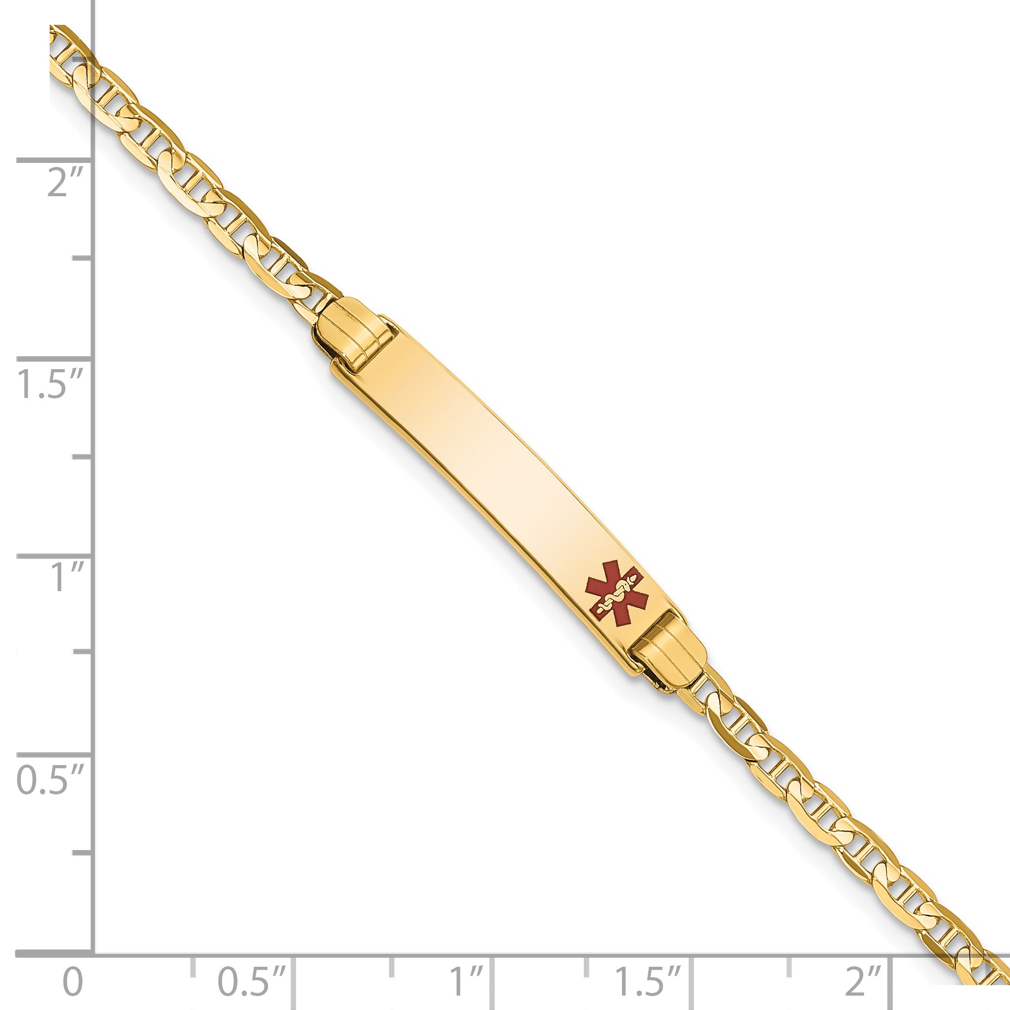 14K Medical 6 Anchor Link Child Id Bracelet