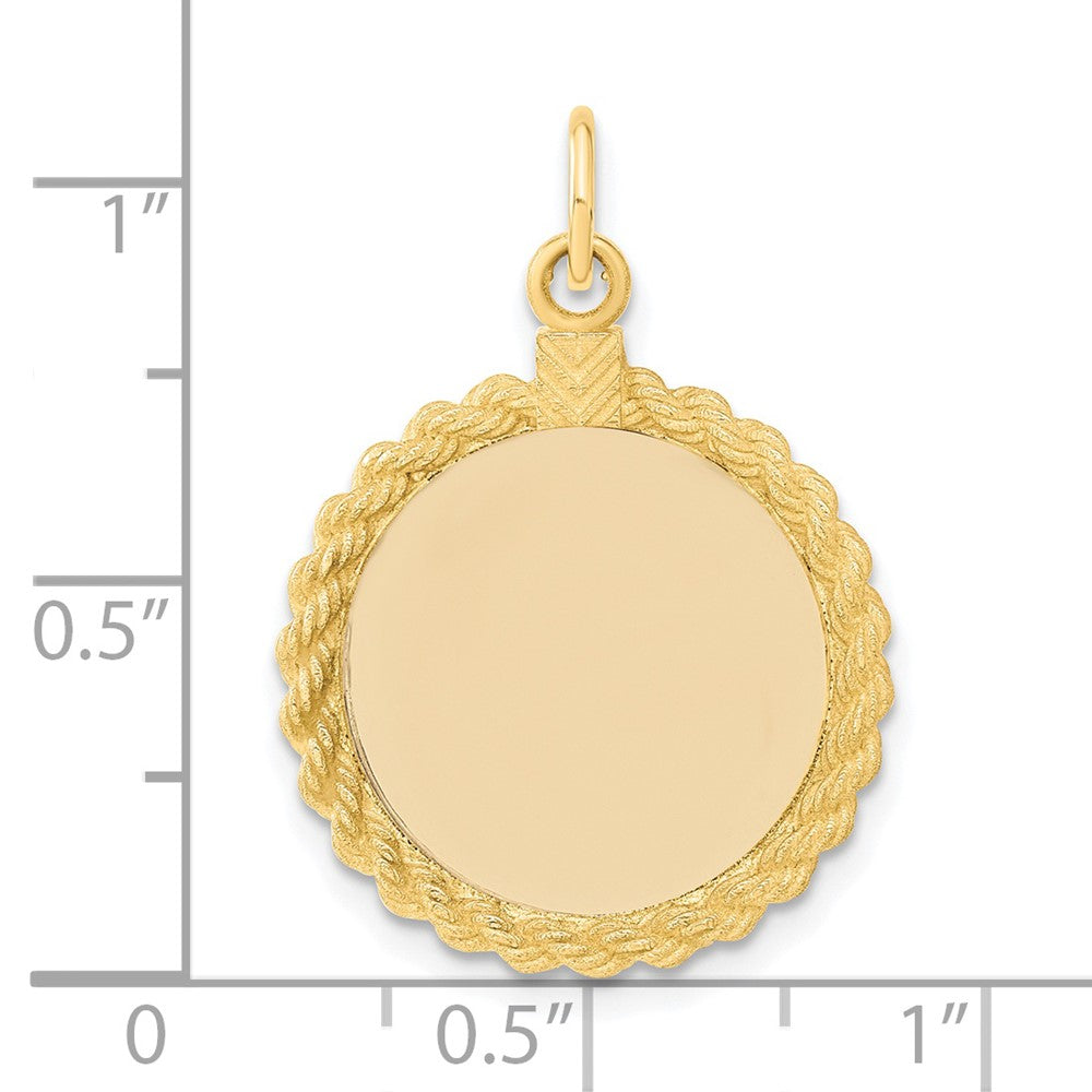 14k Plain .013 Gauge Circular Engravable Disc with Rope Charm