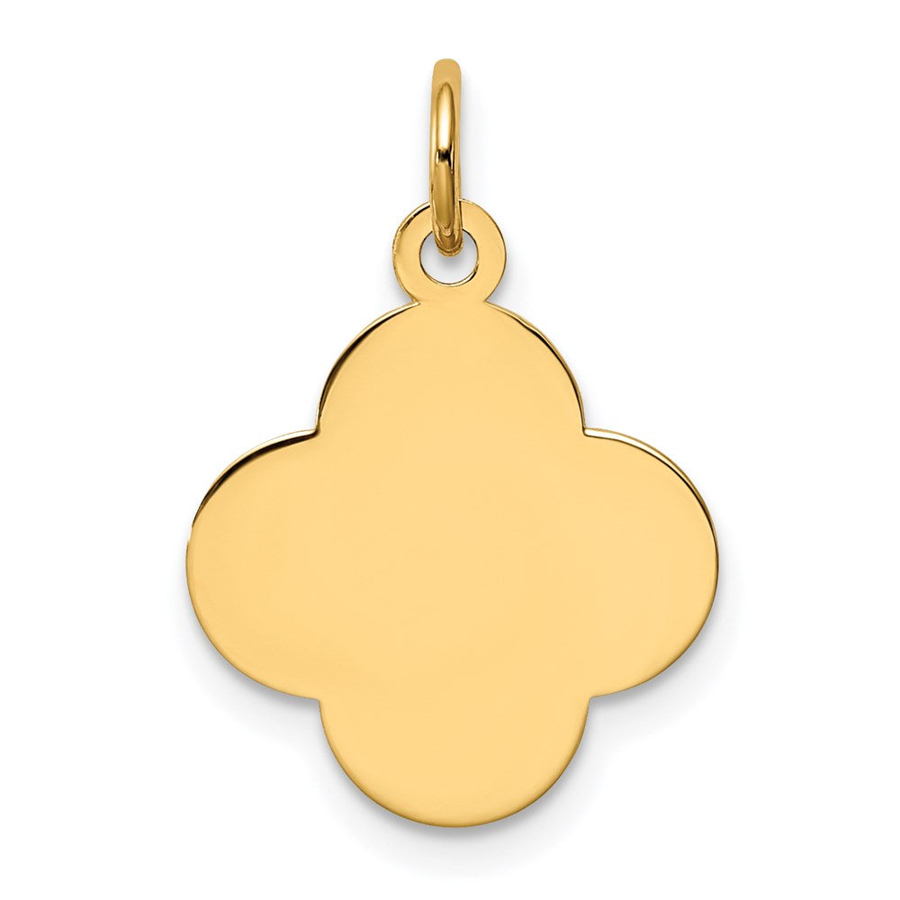 14k Plain .018 Gauge Engravable Quadrafoil Disc Charm