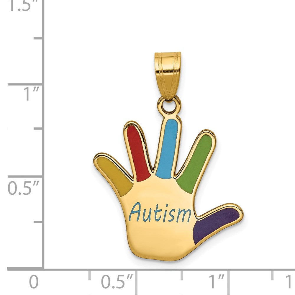 14k Enameled AUTISM Handprint Pendant