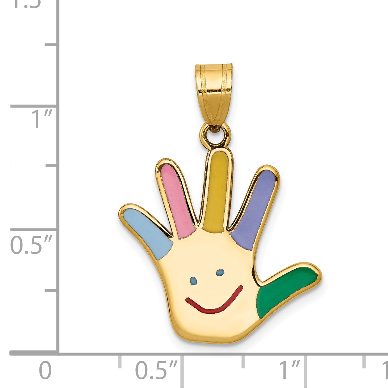 14k Enameled Autism w/Happy Face Handprint Pendant