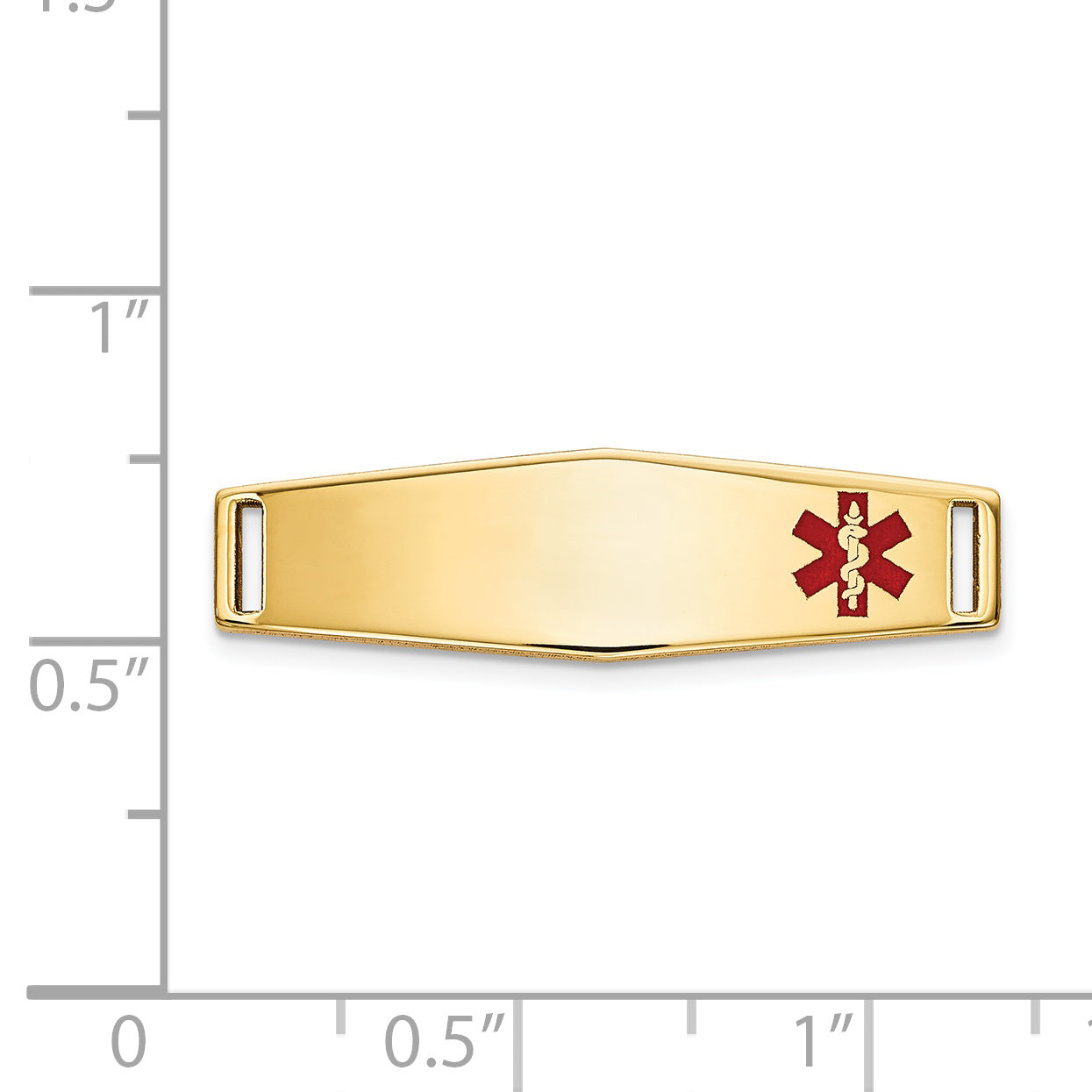 14K Epoxy Enameled Medical Id Off Ctr Soft Diamond Shape Plate # 816