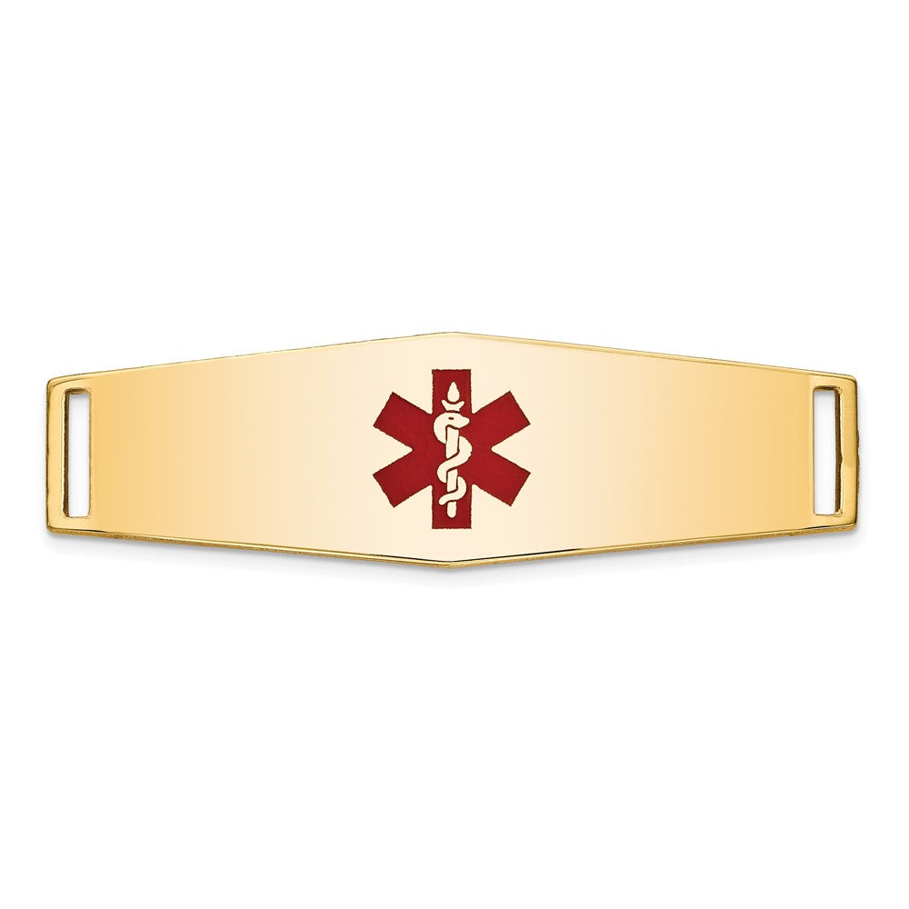 14K Epoxy Enameled Medical ID Ctr Soft Diamond Shape Plate # 820