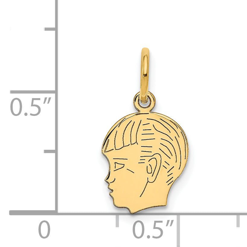 14k .011 Depth Engravable Boy Head Charm