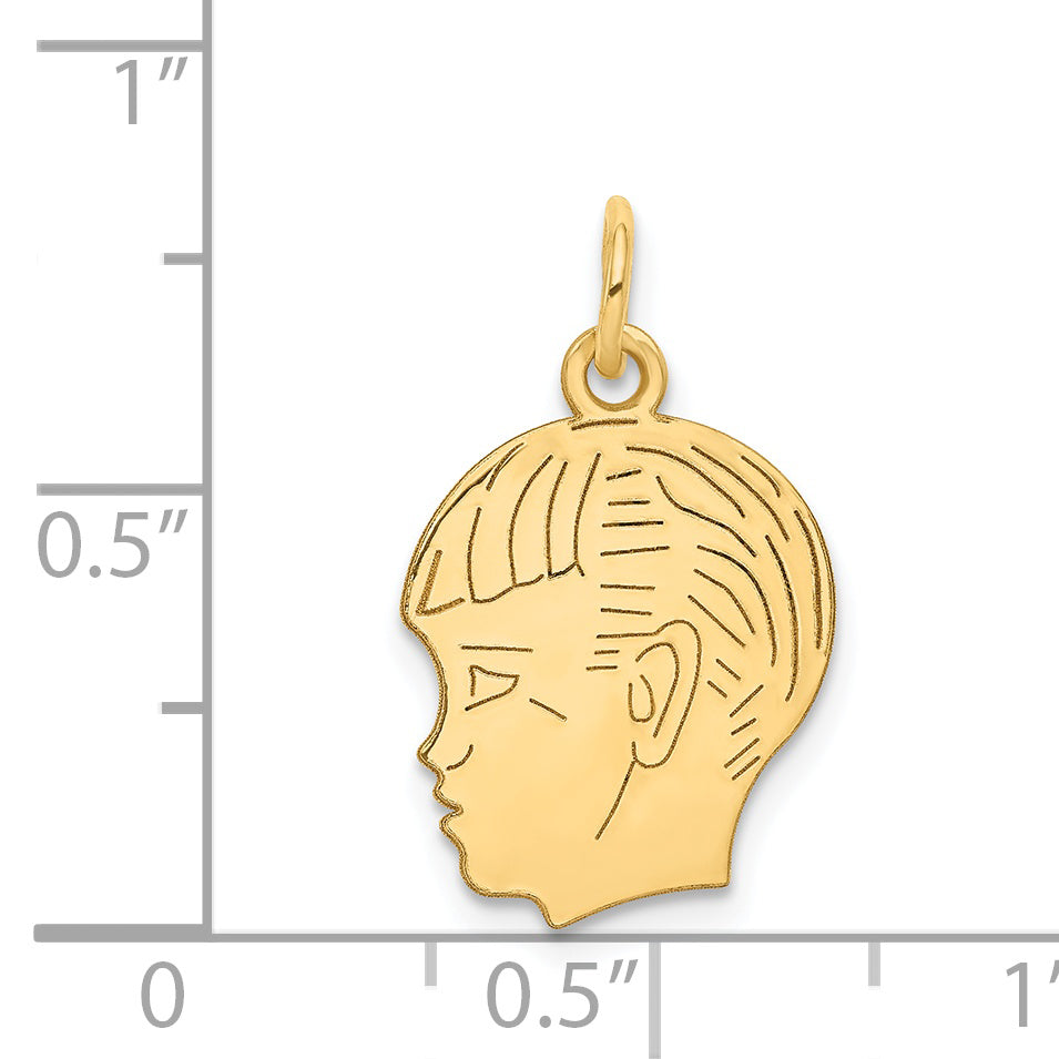 14k .018 Depth Engravable Boy Head Charm