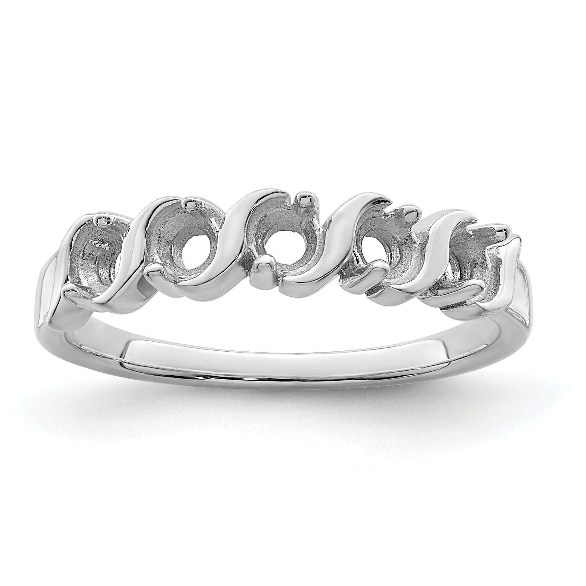 Sterling Silver Rhodium-plated Synthetic 5 Stone Mother's Ring