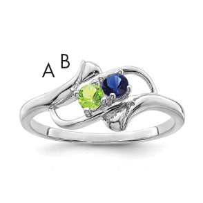 Sterling Silver Rhodium-plated Synthetic 2 Stone Mother's Ring