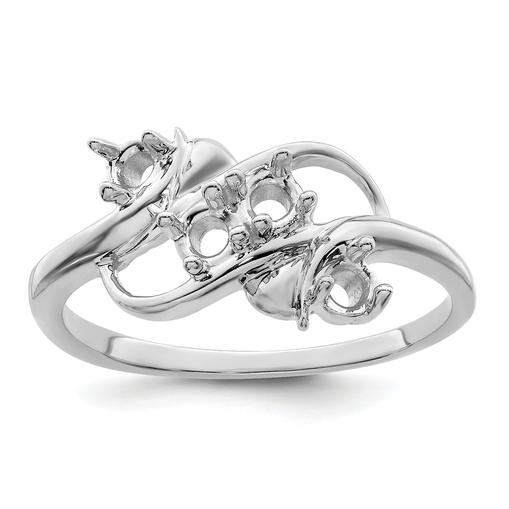 Sterling Silver Rhodium-plated Synthetic 4 Stone Mother's Ring