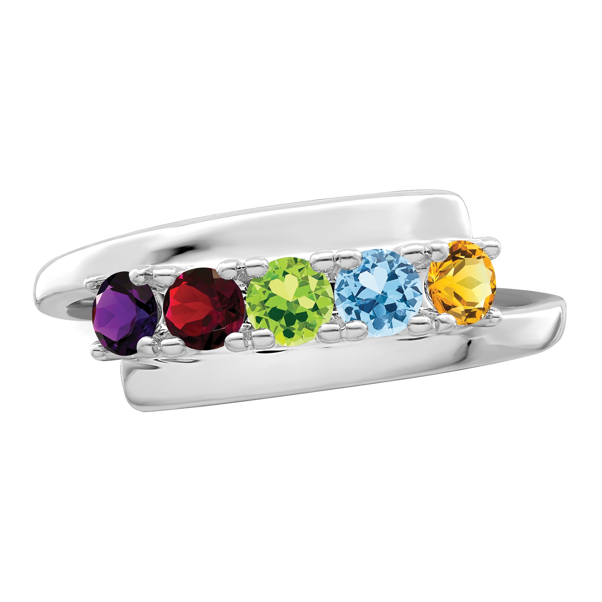 Sterling Silver Rhodium-plated Family Jewelry Ring