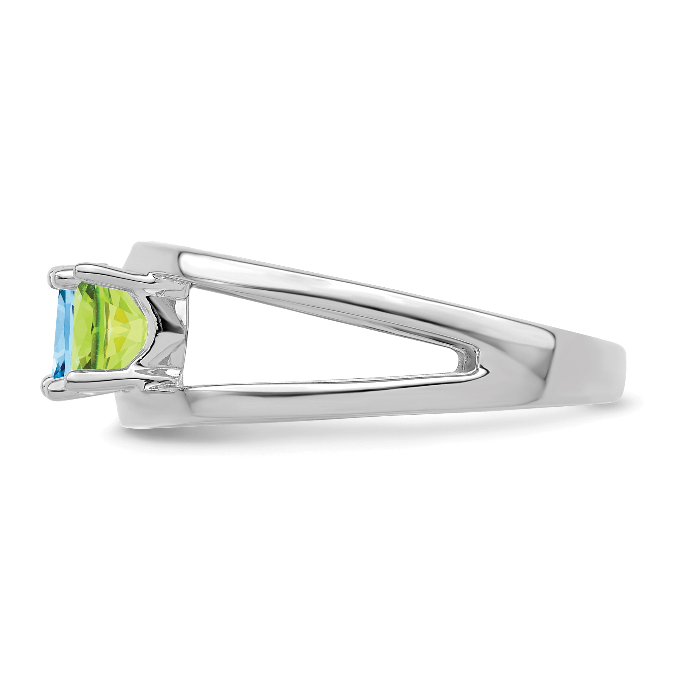 Sterling Silver Rhodium-plated Synthetic 3 Stone Mother's Ring