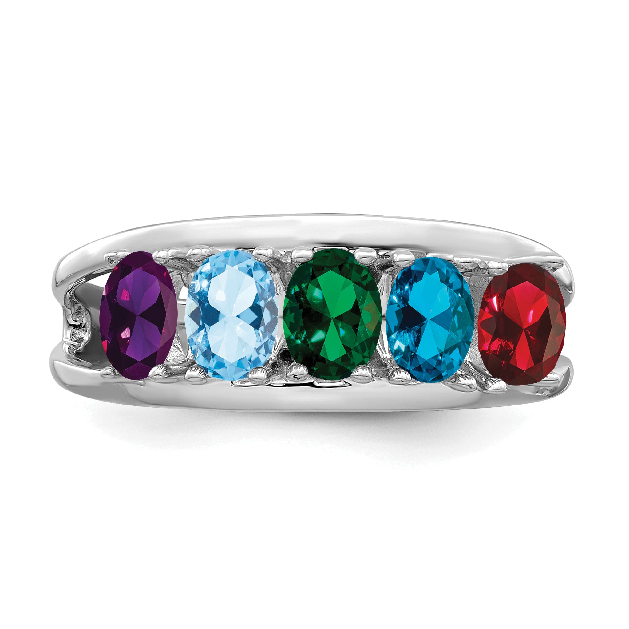 Sterling Silver Rhodium-plated Family Jewelry Ring
