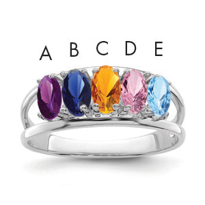 Sterling Silver Rhodium-plated Family Jewelry Ring