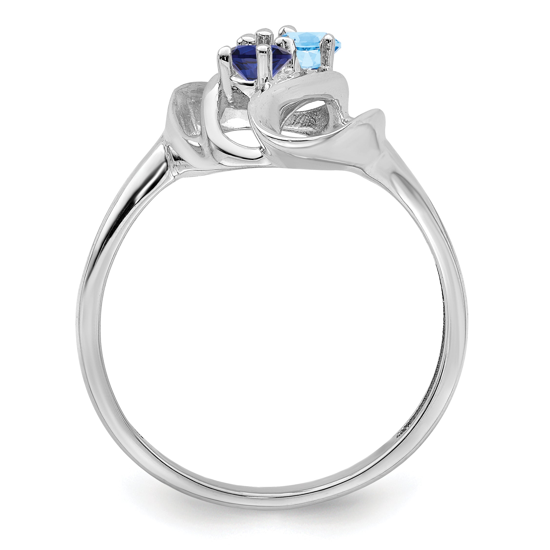 Sterling Silver Rhodium-plated Synthetic 2 Stone Mother's Ring