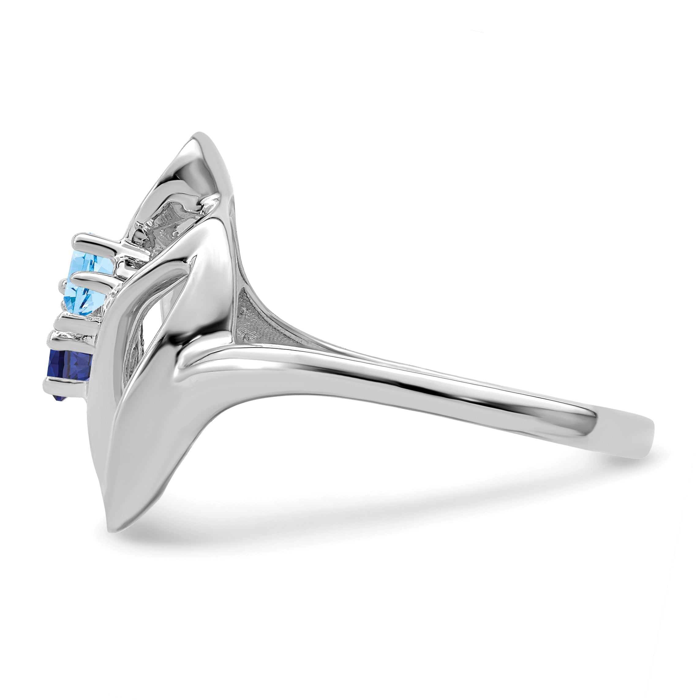 Sterling Silver Rhodium-plated Synthetic 2 Stone Mother's Ring