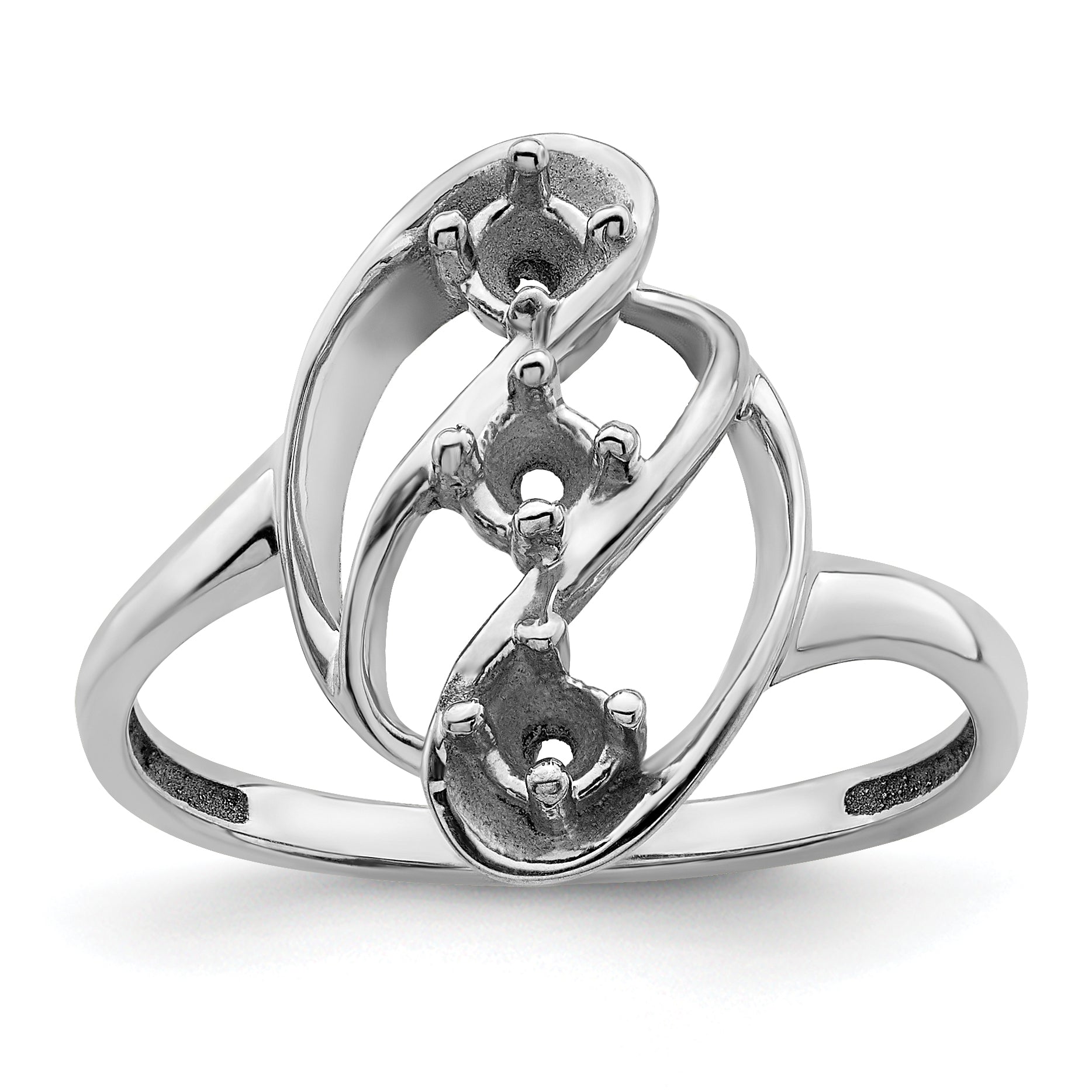 Sterling Silver Rhodium-plated Synthetic 3 Stone Mother's Ring