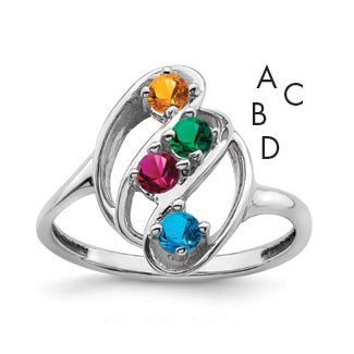 Sterling Silver Rhodium-plated Synthetic 4 Stone Mother's Ring