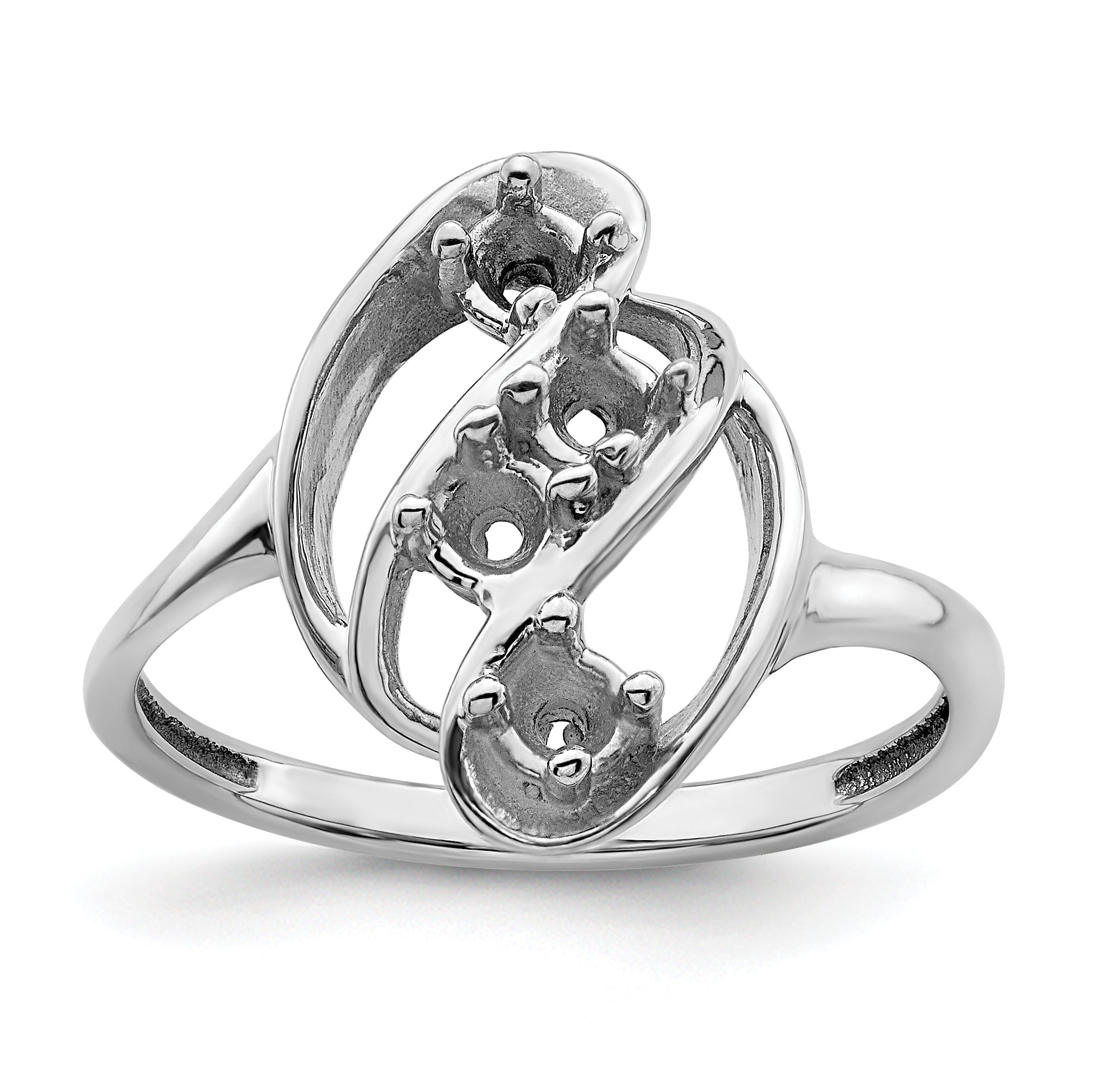 Sterling Silver Rhodium-plated Synthetic 4 Stone Mother's Ring