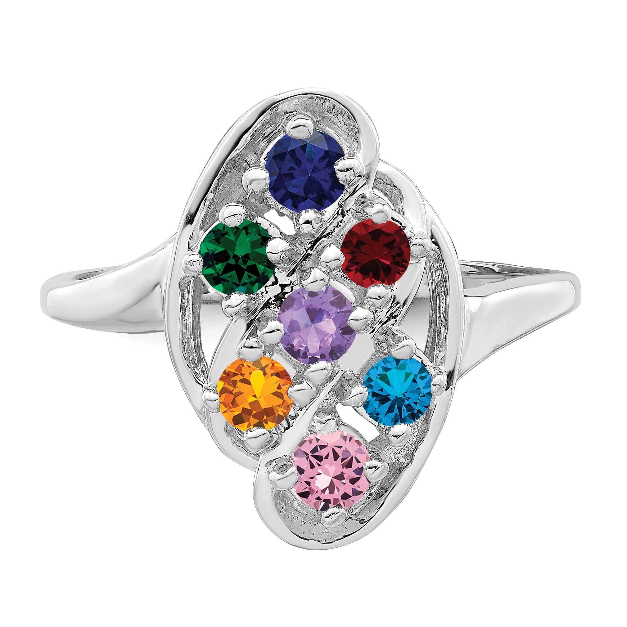 Sterling Silver Rhodium-plated Family Jewelry Ring