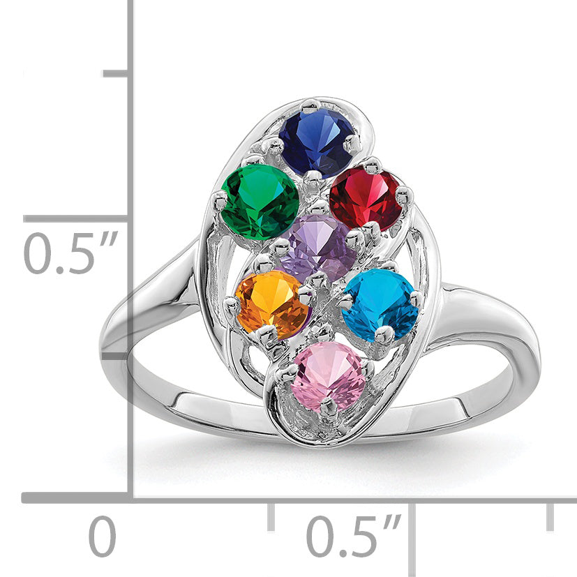 Sterling Silver Rhodium-plated Family Jewelry Ring
