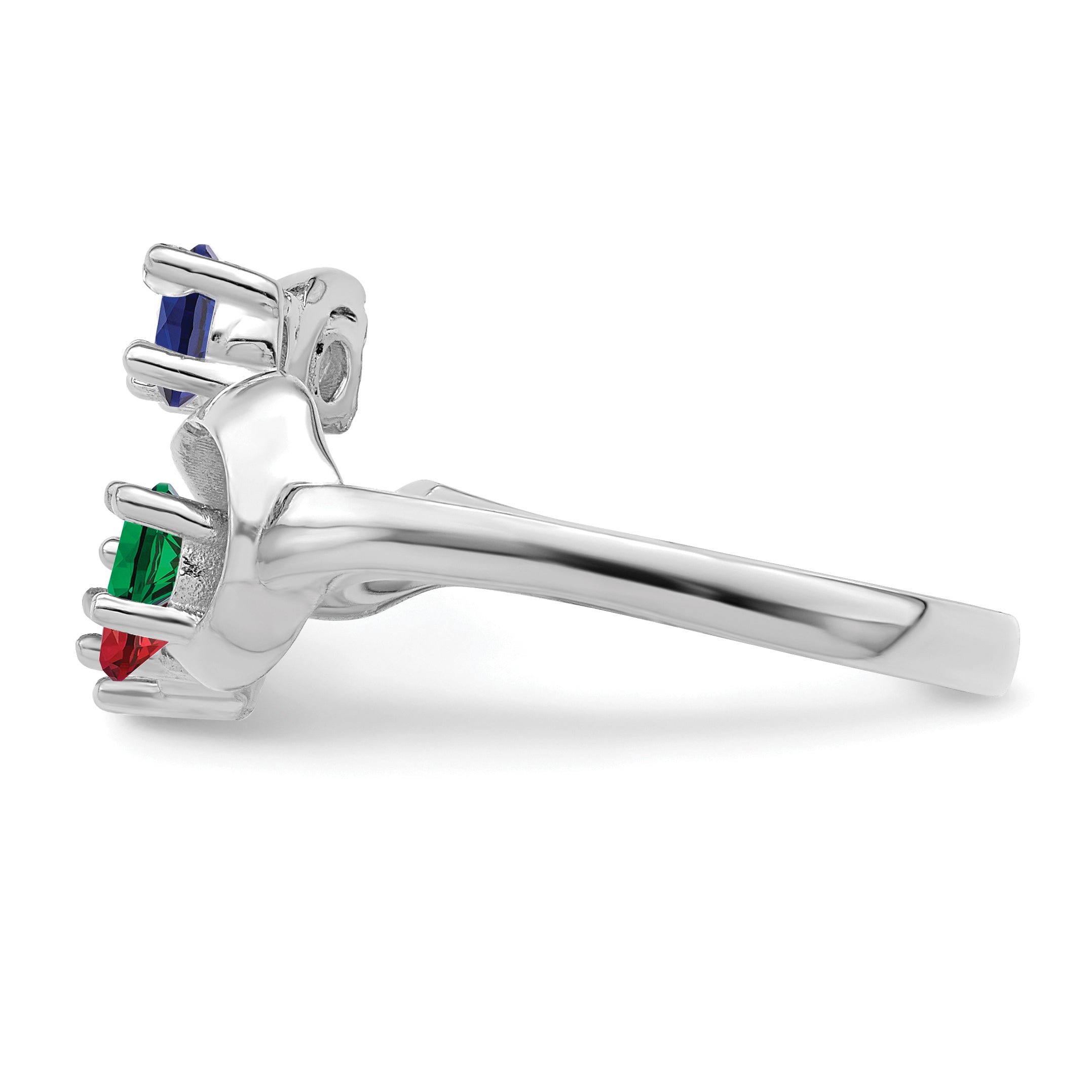 Sterling Silver Rhodium-plated Synthetic 4 Stone Mother's Ring