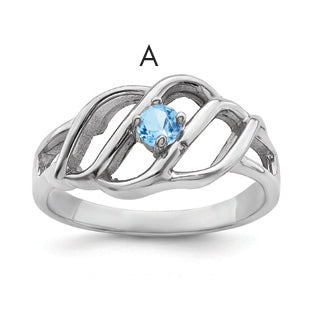 Sterling Silver Rhodium-plated Family Jewelry Ring