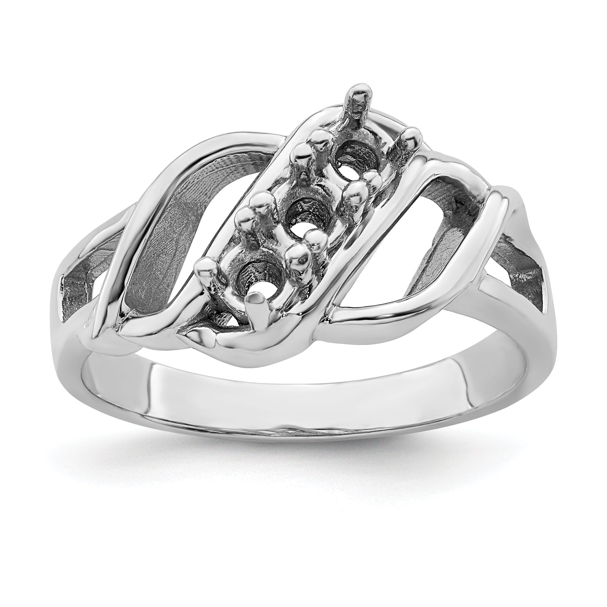 Sterling Silver Rhodium-plated Synthetic 3 Stone Mother's Ring