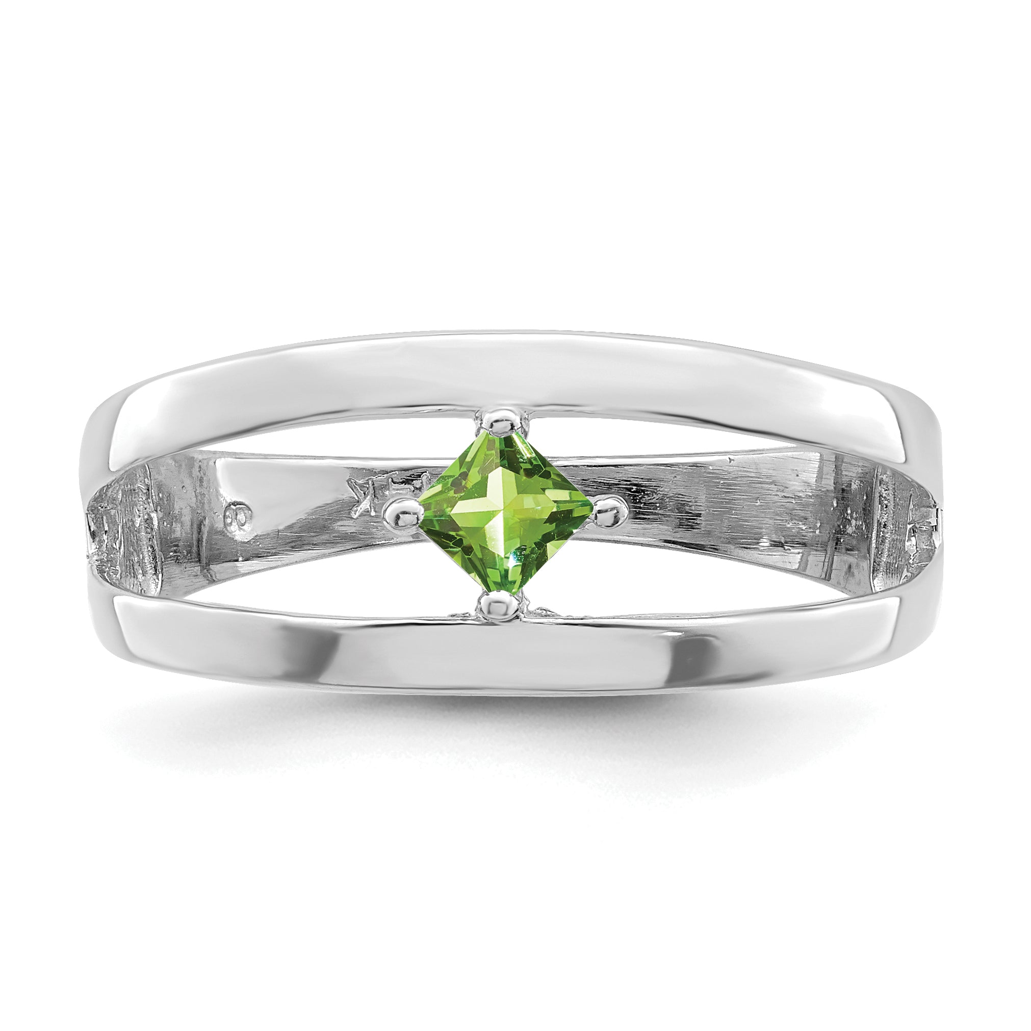 Sterling Silver Rhodium-plated Synthetic Single Stone Mother's Ring