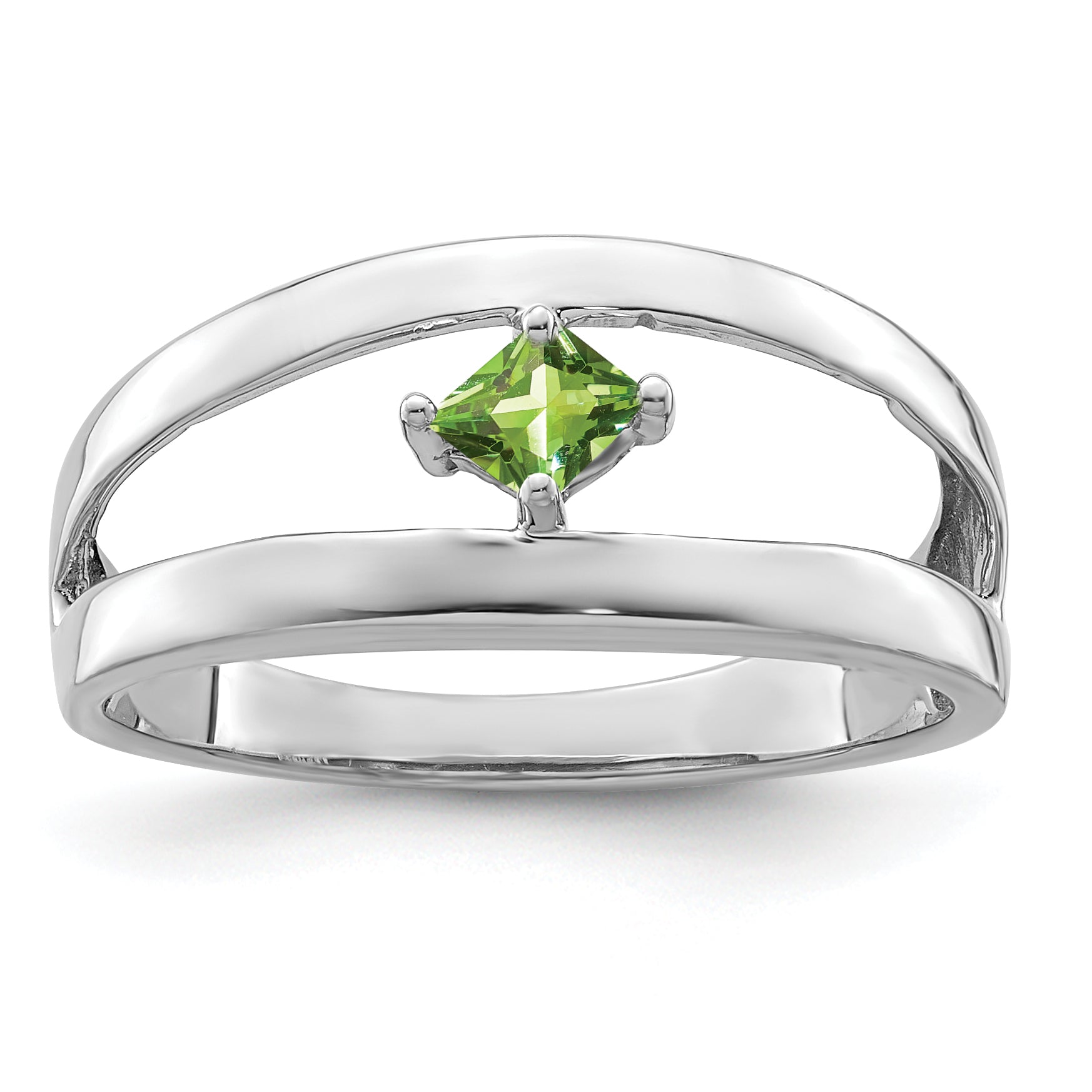 Sterling Silver Rhodium-plated Synthetic Single Stone Mother's Ring