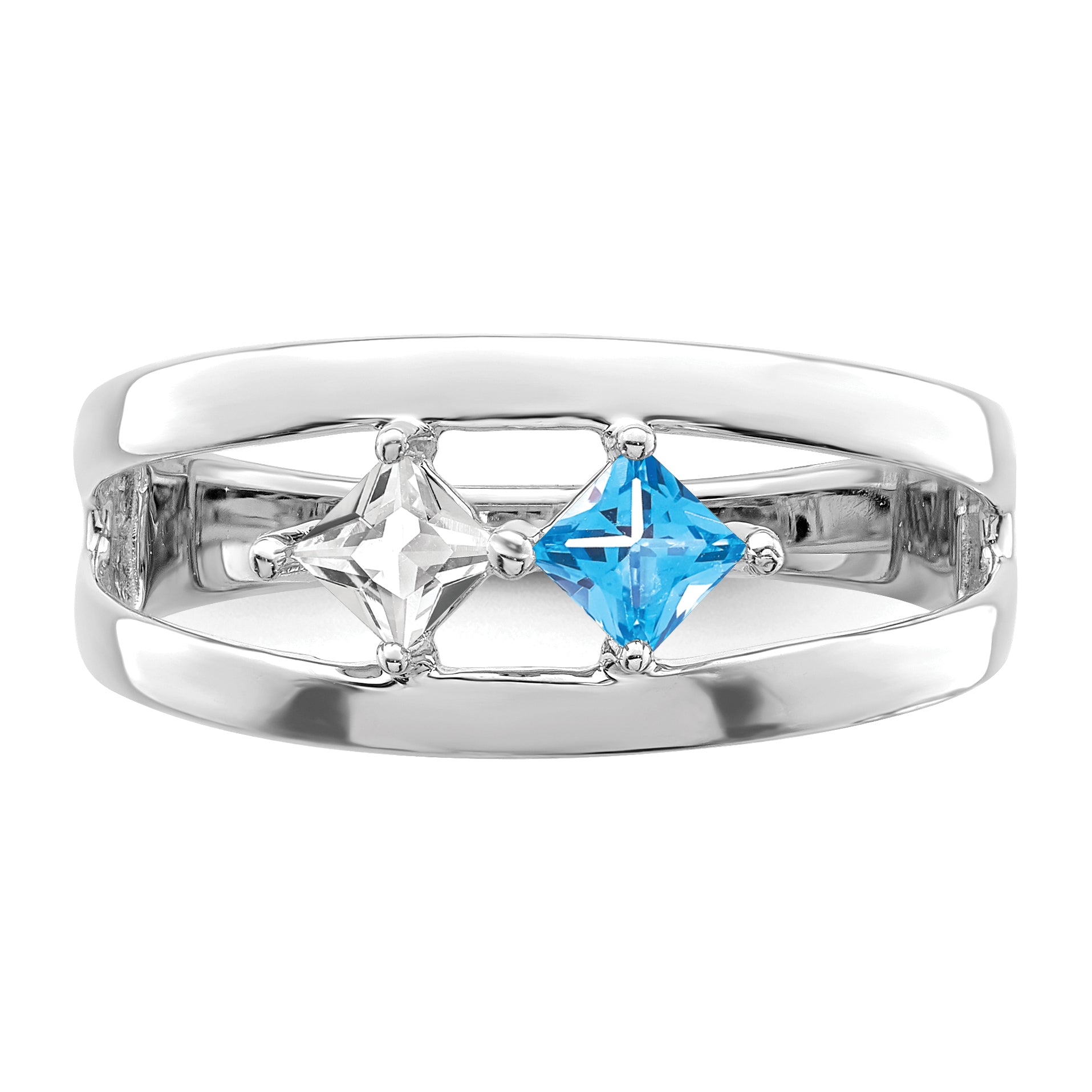 Sterling Silver Rhodium-plated Synthetic Family Jewelry Ring