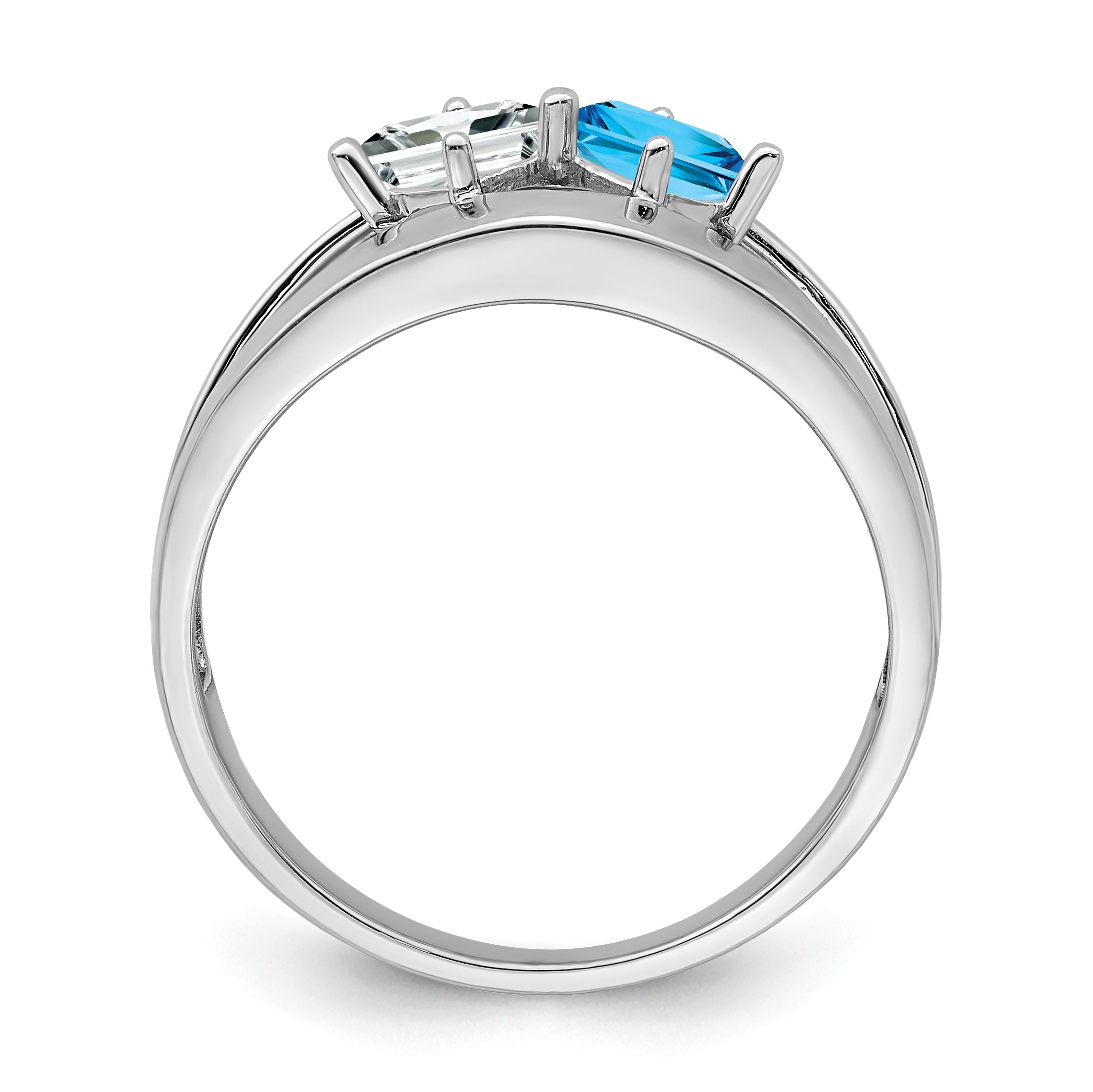 Sterling Silver Rhodium-plated Synthetic Family Jewelry Ring