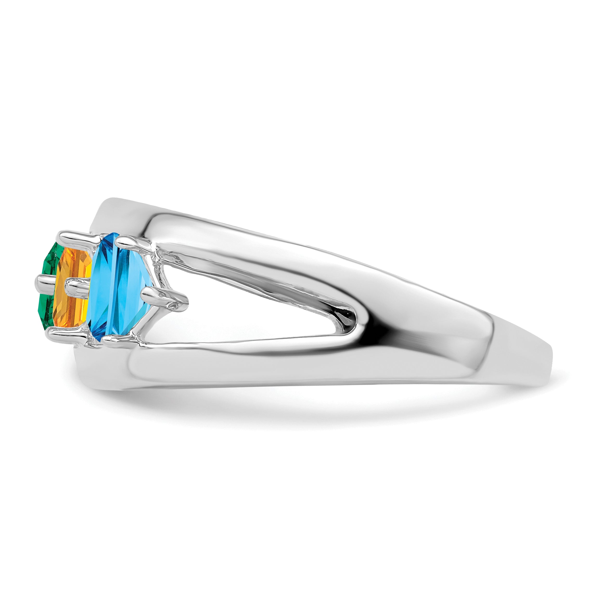 Sterling Silver Rhodium-plated Synthetic Family Jewelry Ring
